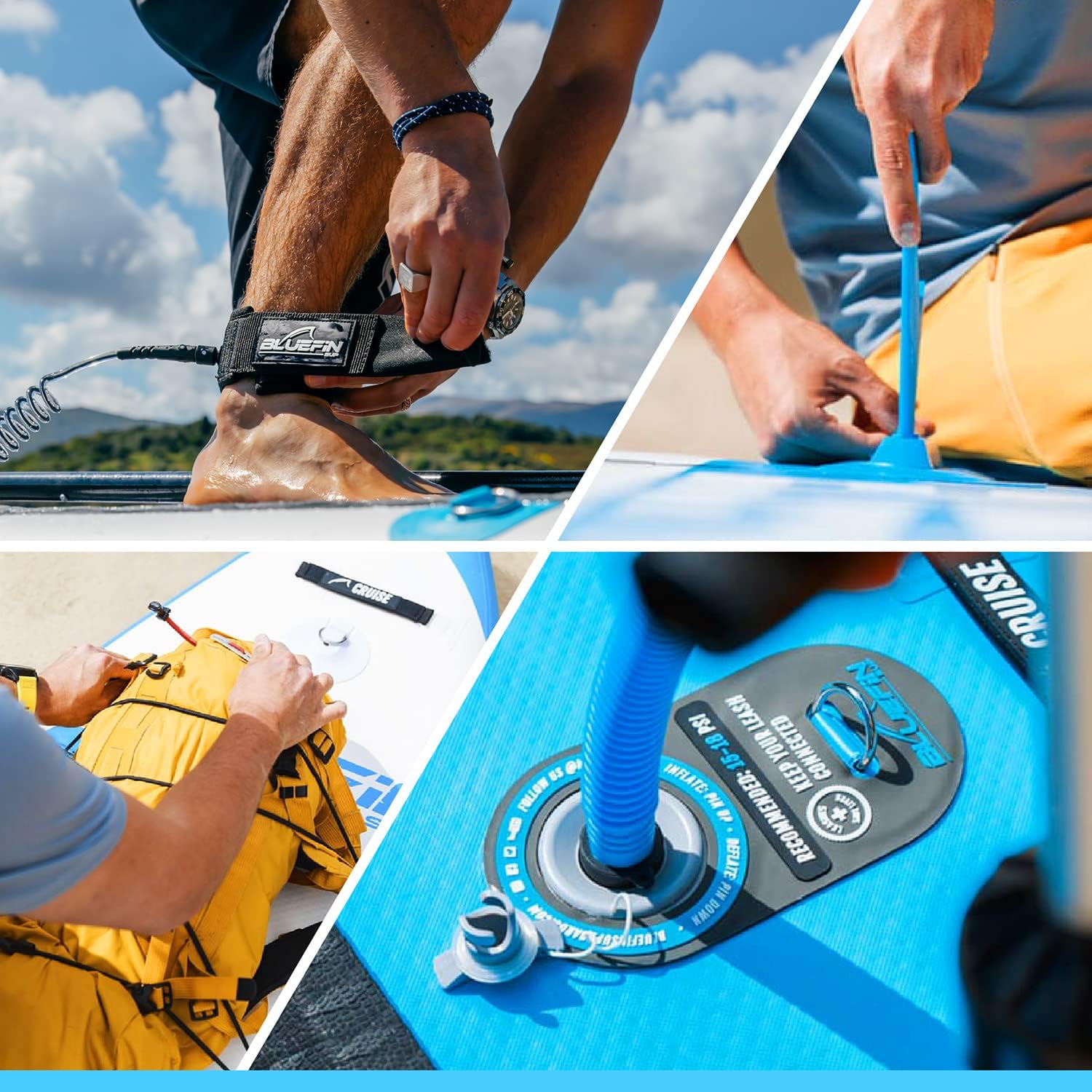 Bluefin Cruise SUP Inflatable Stand Up Paddle Board | Premium Paddleboard Accessories | Multiple sizes: Kids, 9'8, 10'4, 10’8, 12’, 15'