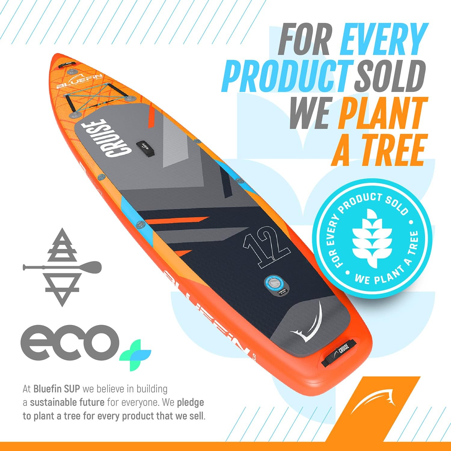 Bluefin Cruise SUP Inflatable Stand Up Paddle Board | Premium Paddleboard Accessories | Multiple sizes: Kids, 9'8, 10'4, 10’8, 12’, 15'