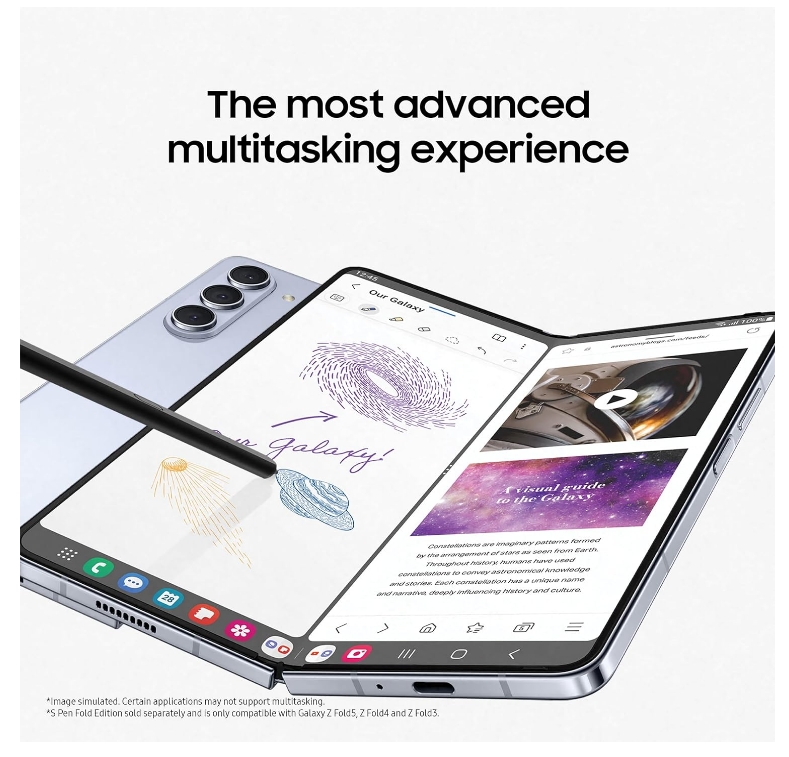 Samsung Galaxy Z Fold5, Unlocked Android Smartphone, 256GB Storage, Icy Blue, 3 Year Manufacturer Extended Warranty