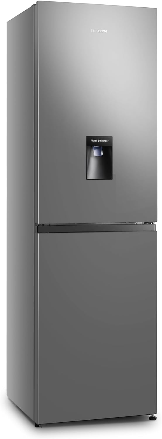 Hisense RB327N4WCE 55cm Freestanding 50/50 Fridge Freezer - 256 litre capacity - Total No Frost - Non-plumbed Water Dispenser - Silver - E Rated, H182.4 x W55 x D55.6 (cm) [Energy Class E]