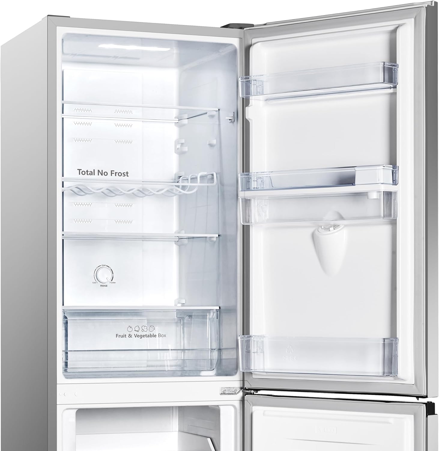 Hisense RB327N4WCE 55cm Freestanding 50/50 Fridge Freezer - 256 litre capacity - Total No Frost - Non-plumbed Water Dispenser - Silver - E Rated, H182.4 x W55 x D55.6 (cm) [Energy Class E]
