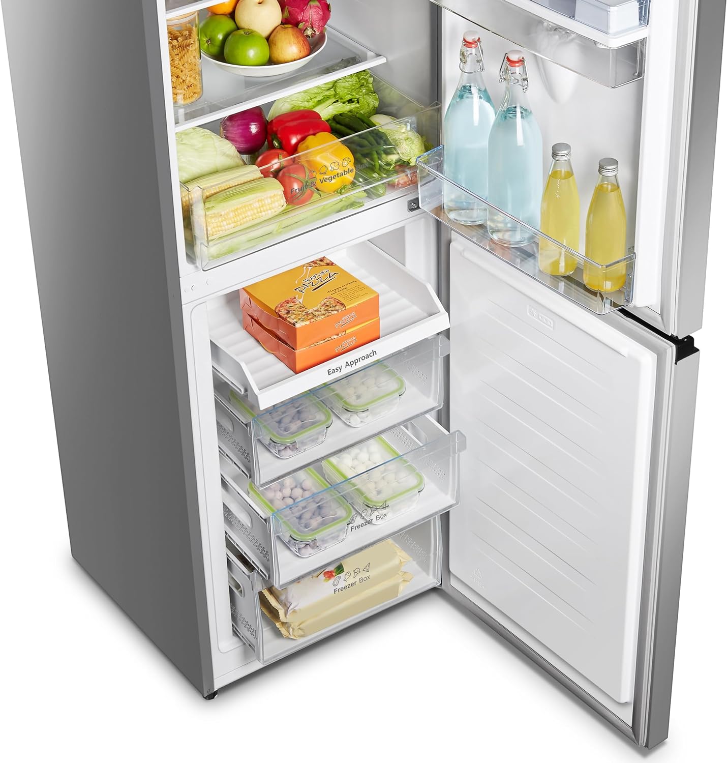 Hisense RB327N4WCE 55cm Freestanding 50/50 Fridge Freezer - 256 litre capacity - Total No Frost - Non-plumbed Water Dispenser - Silver - E Rated, H182.4 x W55 x D55.6 (cm) [Energy Class E]