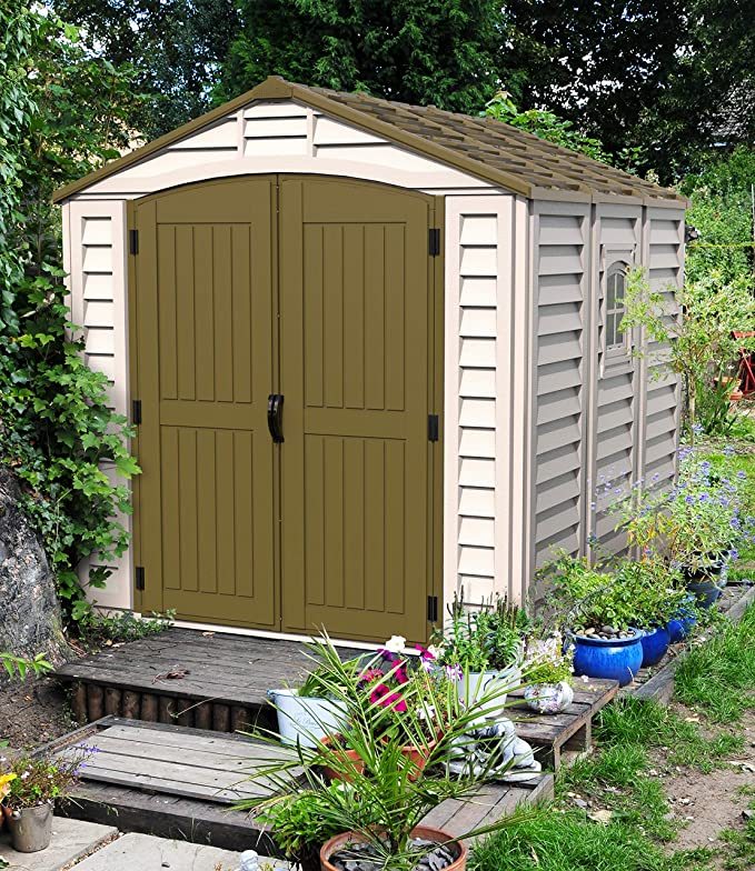8 x 8 Plastic Garden Storage Shed Adobe & Brown Fire Retardant & All-Weather