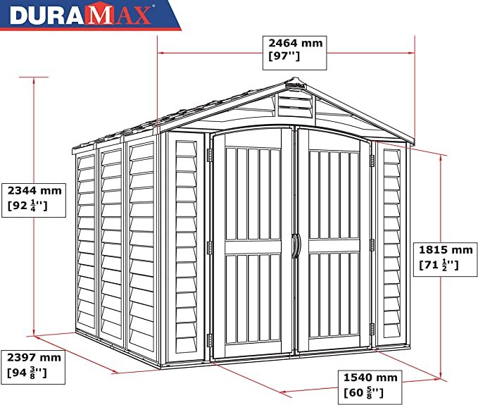 8 x 8 Plastic Garden Storage Shed Adobe & Brown Fire Retardant & All-Weather
