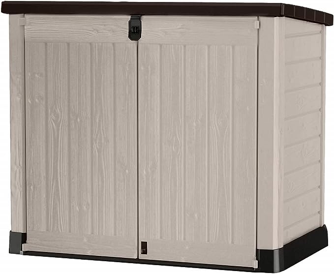 Keter 249319 Store it Out Nova Outdoor Garden Storage Shed, 132 x 71.5 x 113.5 cm, Dark Grey with Light Grey Lid