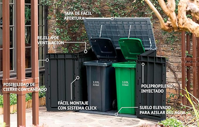 Keter 249319 Store it Out Nova Outdoor Garden Storage Shed, 132 x 71.5 x 113.5 cm, Dark Grey with Light Grey Lid