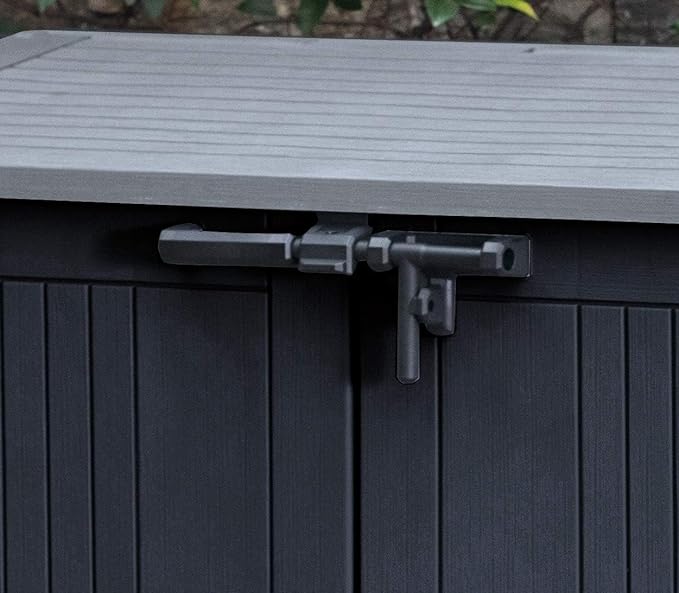 Keter 249319 Store it Out Nova Outdoor Garden Storage Shed, 132 x 71.5 x 113.5 cm, Dark Grey with Light Grey Lid