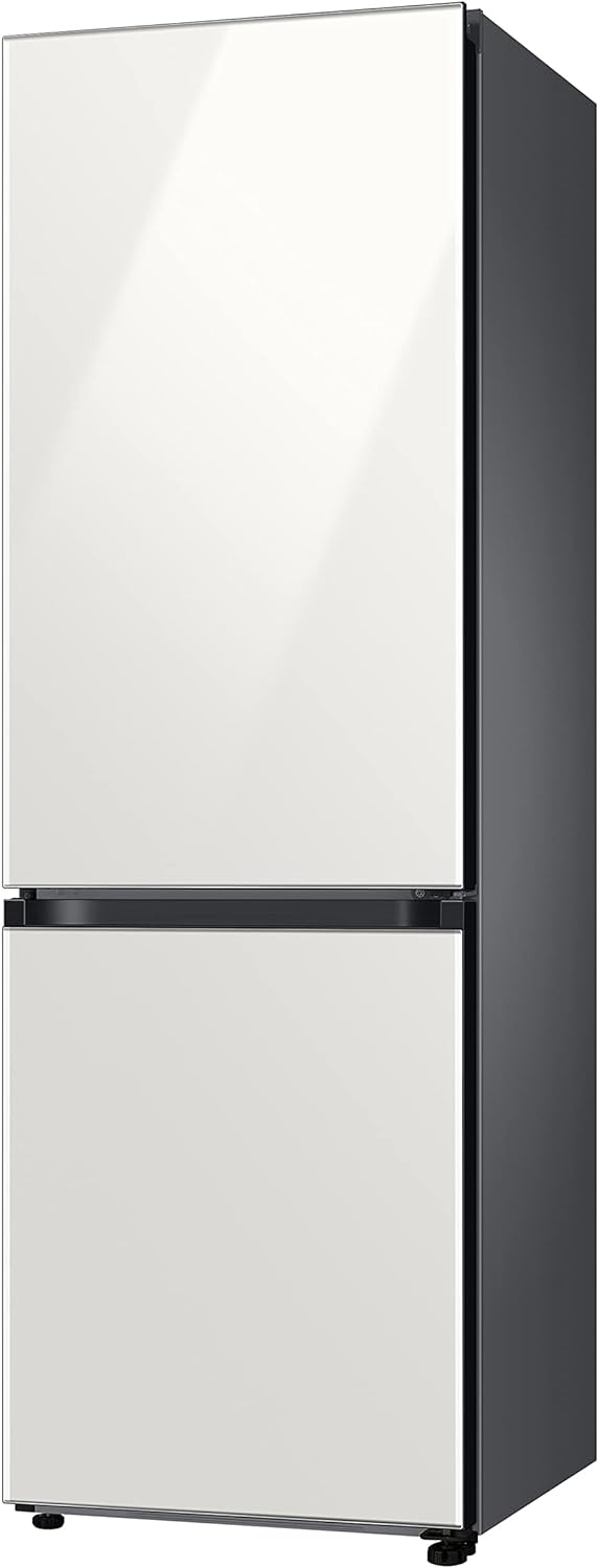 SAMSUNG 12.0 Cu Ft BESPOKE Compact Refrigerator w/ Bottom Freezer, Flexible Slim Design for Small Spaces, Even Cooling, Reversible Door, LED Lighting, Energy Star Certified, RB12A300631/AA, Gray Glass