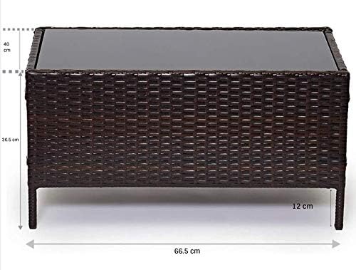 EVRE Grey Rattan Garden Furniture Set Patio Conservatory Balcony Indoor Outdoor 4 Seater Piece Glass Top Coffee Table Modular Sofa Loveseat with Cushions