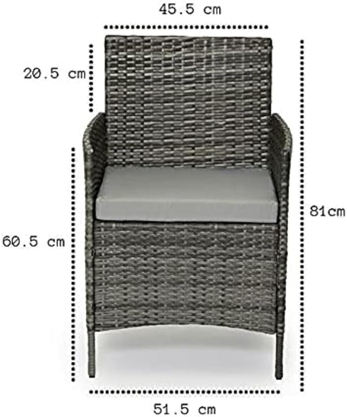 EVRE Grey Rattan Garden Furniture Set Patio Conservatory Balcony Indoor Outdoor 4 Seater Piece Glass Top Coffee Table Modular Sofa Loveseat with Cushions