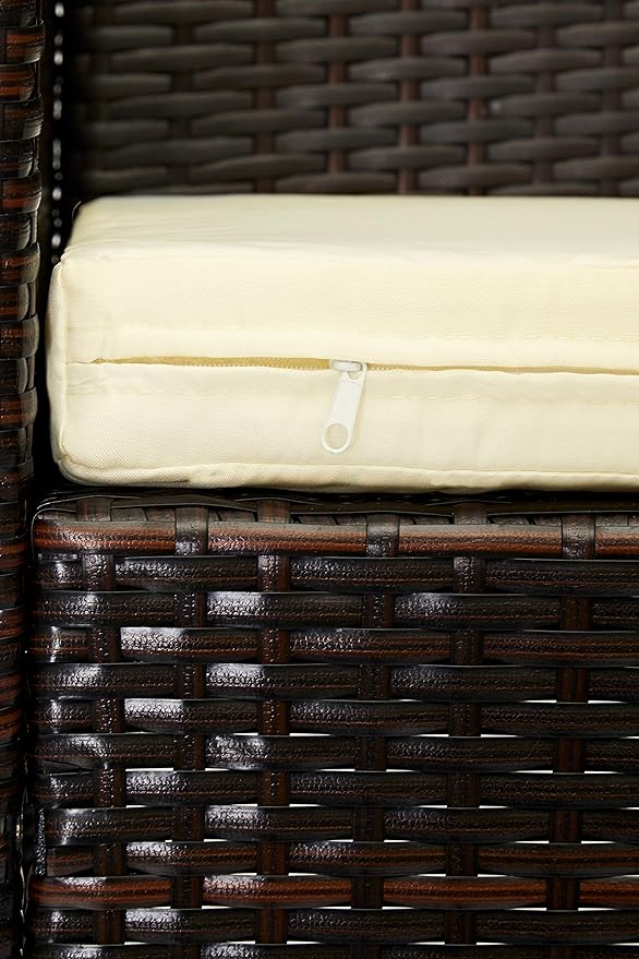 EVRE Grey Rattan Garden Furniture Set Patio Conservatory Balcony Indoor Outdoor 4 Seater Piece Glass Top Coffee Table Modular Sofa Loveseat with Cushions