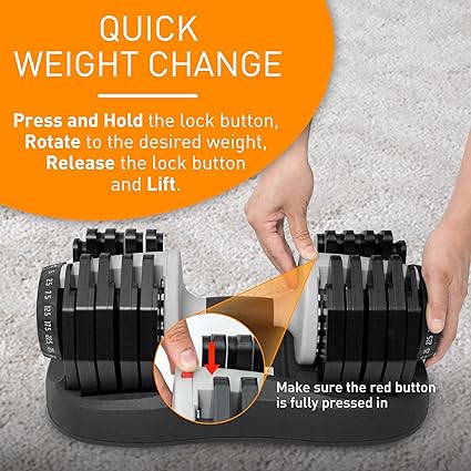 ATIVAFIT 20KG/25KG Adjustable Dumbbells with Anti-slip Handle 10 In 1 Quick Dial Adjustment Weights With Safety Locking Button Space Saving Strength Training for Full Body Home Gym Workout