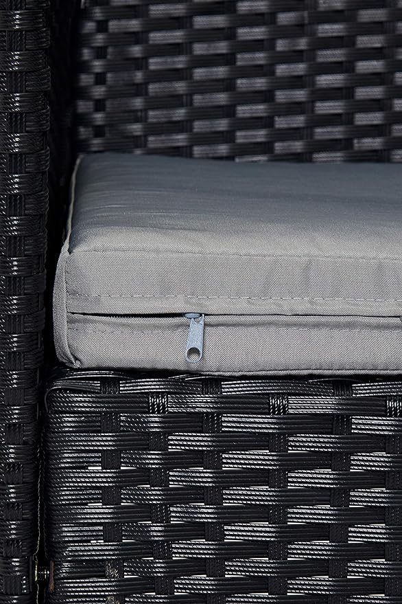 EVRE Grey Rattan Garden Furniture Set Patio Conservatory Balcony Indoor Outdoor 4 Seater Piece Glass Top Coffee Table Modular Sofa Loveseat with Cushions