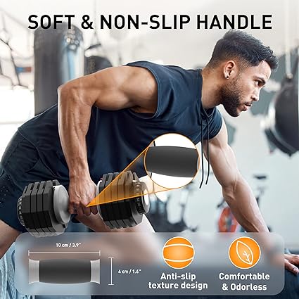 ATIVAFIT 20KG/25KG Adjustable Dumbbells with Anti-slip Handle 10 In 1 Quick Dial Adjustment Weights With Safety Locking Button Space Saving Strength Training for Full Body Home Gym Workout