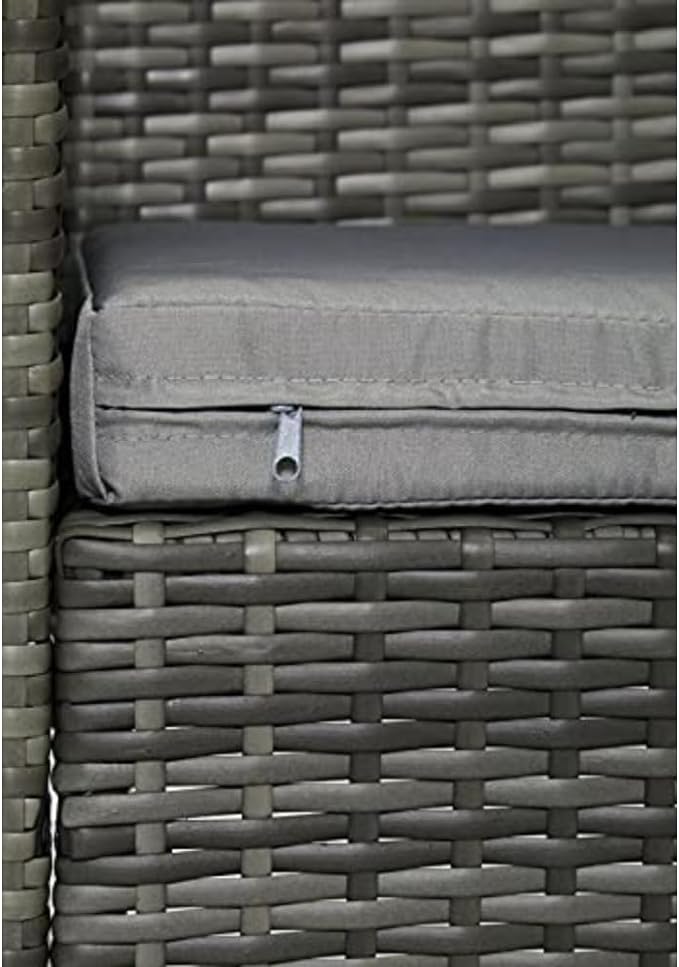 EVRE Grey Rattan Garden Furniture Set Patio Conservatory Balcony Indoor Outdoor 4 Seater Piece Glass Top Coffee Table Modular Sofa Loveseat with Cushions