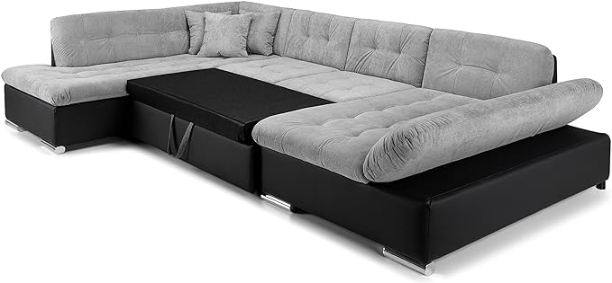 Honeypot Sofa Bed - Bergen Corner Sofabed with Storage - Fabric Pull Out Double Sofa Bed U Shaped Couch | Set Up Included | Made in EU | Built to Last (Left Hand Facing Corner)