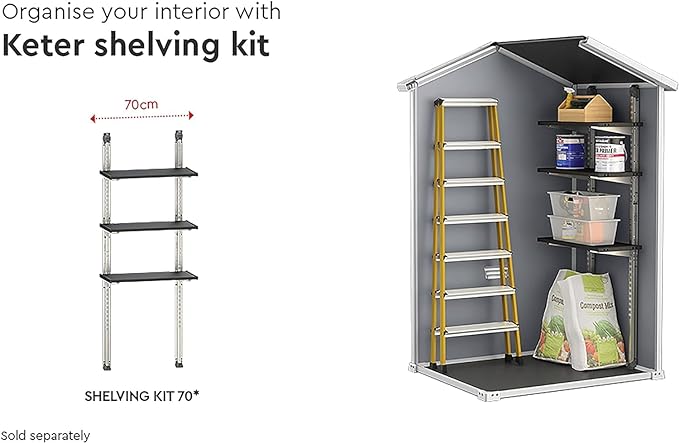 Keter Manor Outdoor Garden Storage Shed, Grey, 4 x 3 ft