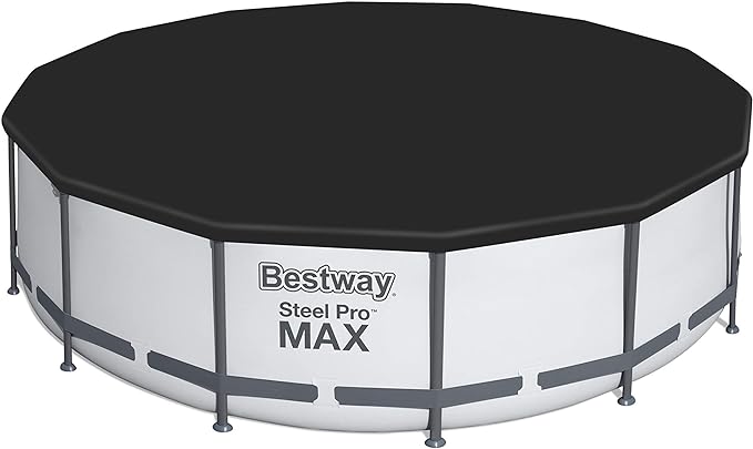 Bestway Steel Pro Max Framed Garden Pool, Above Ground Swimming Pool, Round, Grey, 14 ft