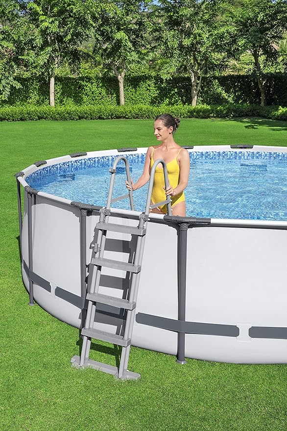 Bestway Steel Pro Max Framed Garden Pool, Above Ground Swimming Pool, Round, Grey, 14 ft