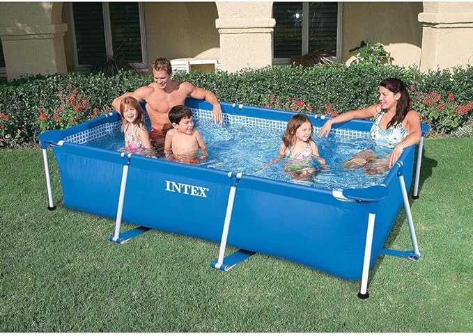 Intex 28272 Metal Frame Rectangular Outdoor Swimming Pool & Intex 28604 530 GPH 220-240 V Cartridge Filter Pump & Intex Debris/Weather Cover for 3metre x 2metre Frame Pools