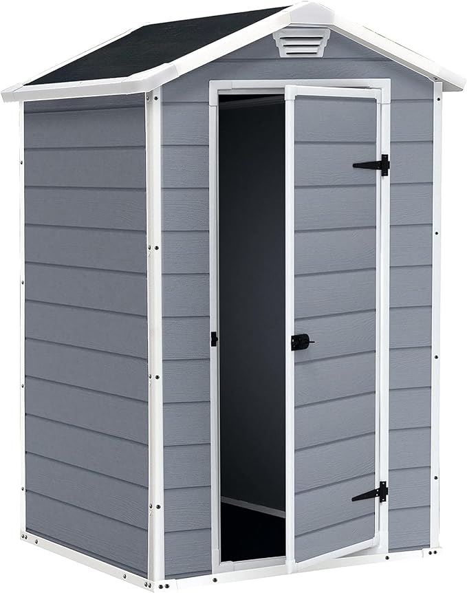 Keter Manor Outdoor Garden Storage Shed, Grey, 4 x 3 ft