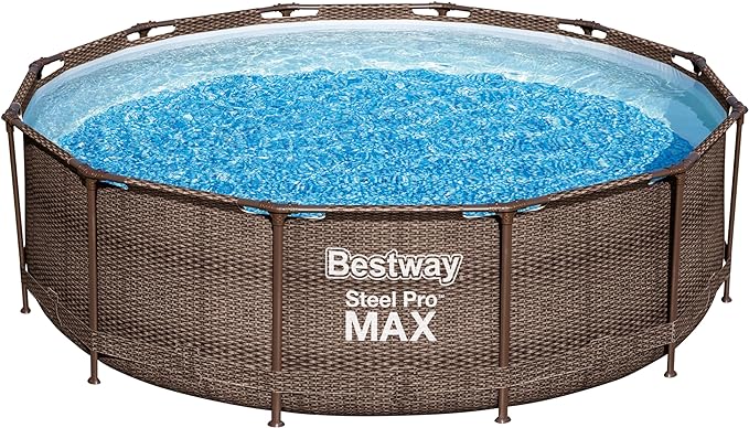 Bestway Steel Pro Max Frame Pool Complete Set Deluxe Rattan Effect Round 366 x 100 cm