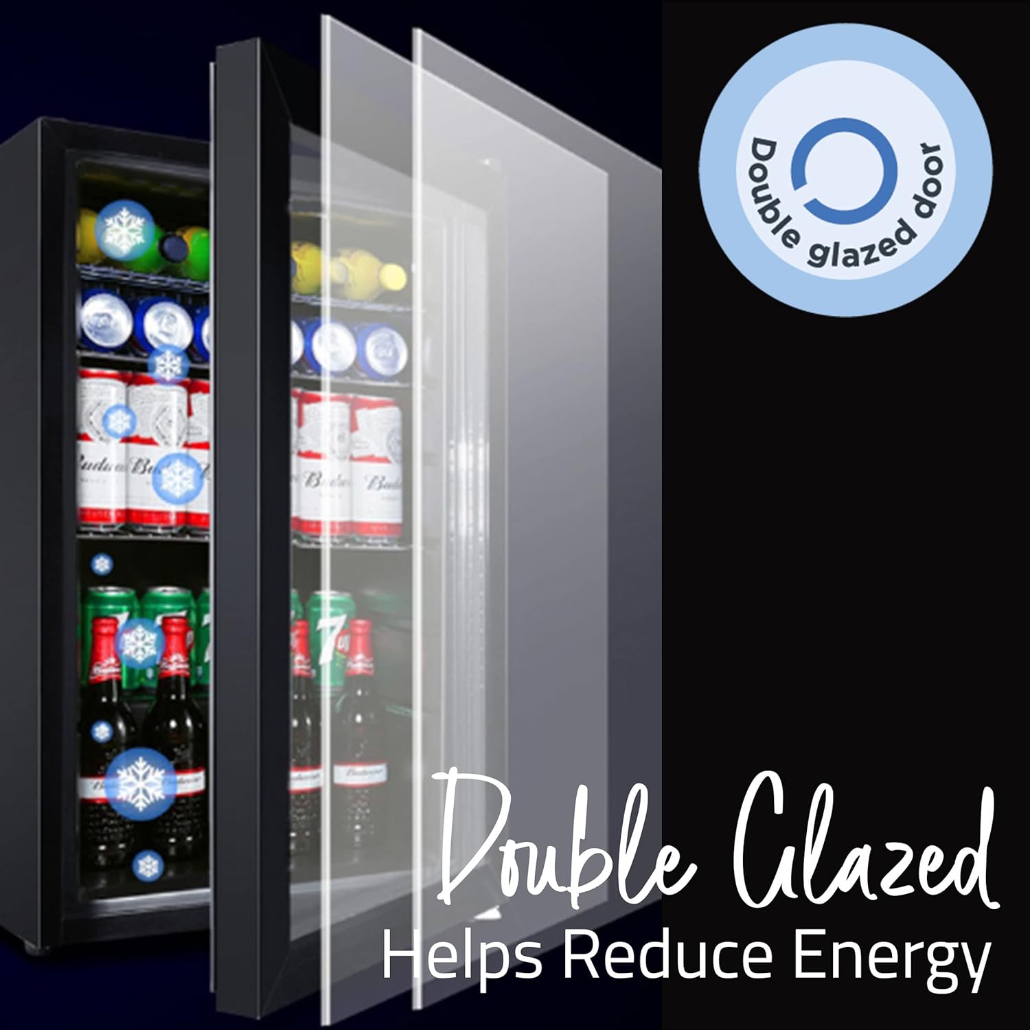 Cookology CBC98BK Under-Counter Fridge, 98 Litre Beer, Wine and Drinks Fridge with Adjustable Temperature Control, LED Light, Suitable for Cans and Bottles, Energy Efficient - in Black [Energy Class F]