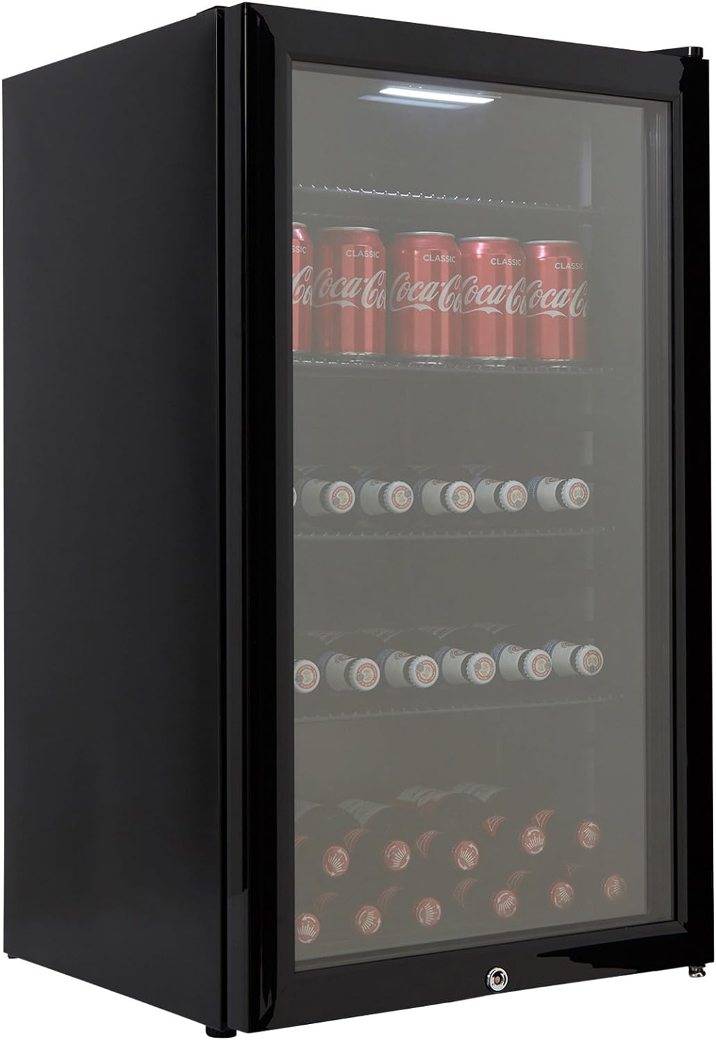 Cookology CBC98BK Under-Counter Fridge, 98 Litre Beer, Wine and Drinks Fridge with Adjustable Temperature Control, LED Light, Suitable for Cans and Bottles, Energy Efficient - in Black [Energy Class F]