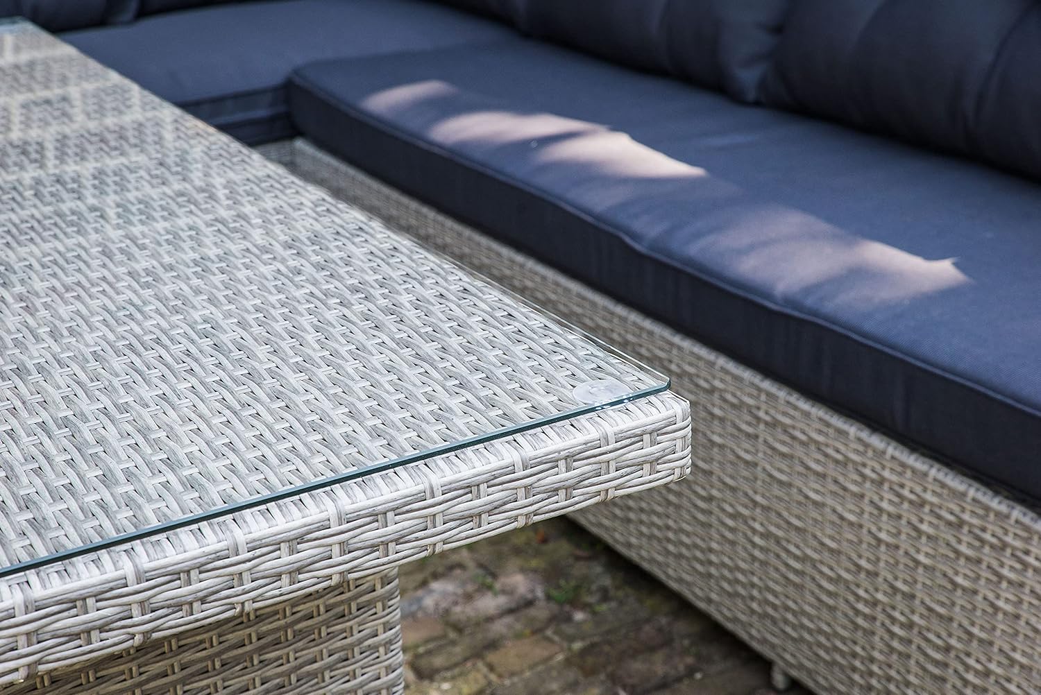 Backyard Furniture Barcelona Luxury 10 Seater Casual Dining Rattan Garden Set with Cushions, Grey/Brown, 191 x 177 x 87 cm