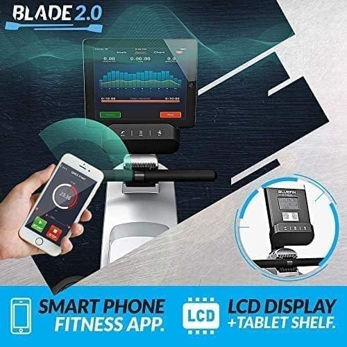 Bluefin Fitness BLADE Home Gym Foldable Rowing Machine | Magnetic Resistance Rower | 8 x Tension Levels | Smooth Belt Drive | LCD Digital Fitness Console | Smartphone App | Black & Grey Silver
