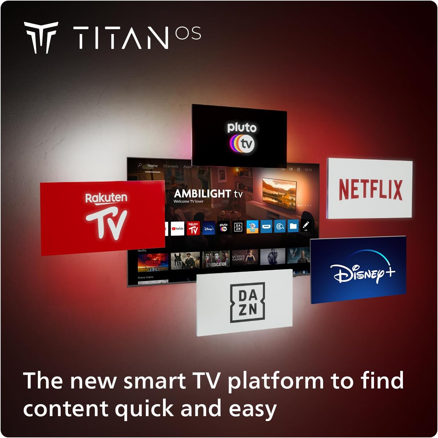 PHILIPS Ambilight 65PUS8109 4K LED Smart TV - 65 Inch Display with Pixel Precise Ultra HD, Titan OS Platform and Dolby Atmos Sound, Works with Alexa and Google Voice Assistant - Satin Chrome [Energy Class F]