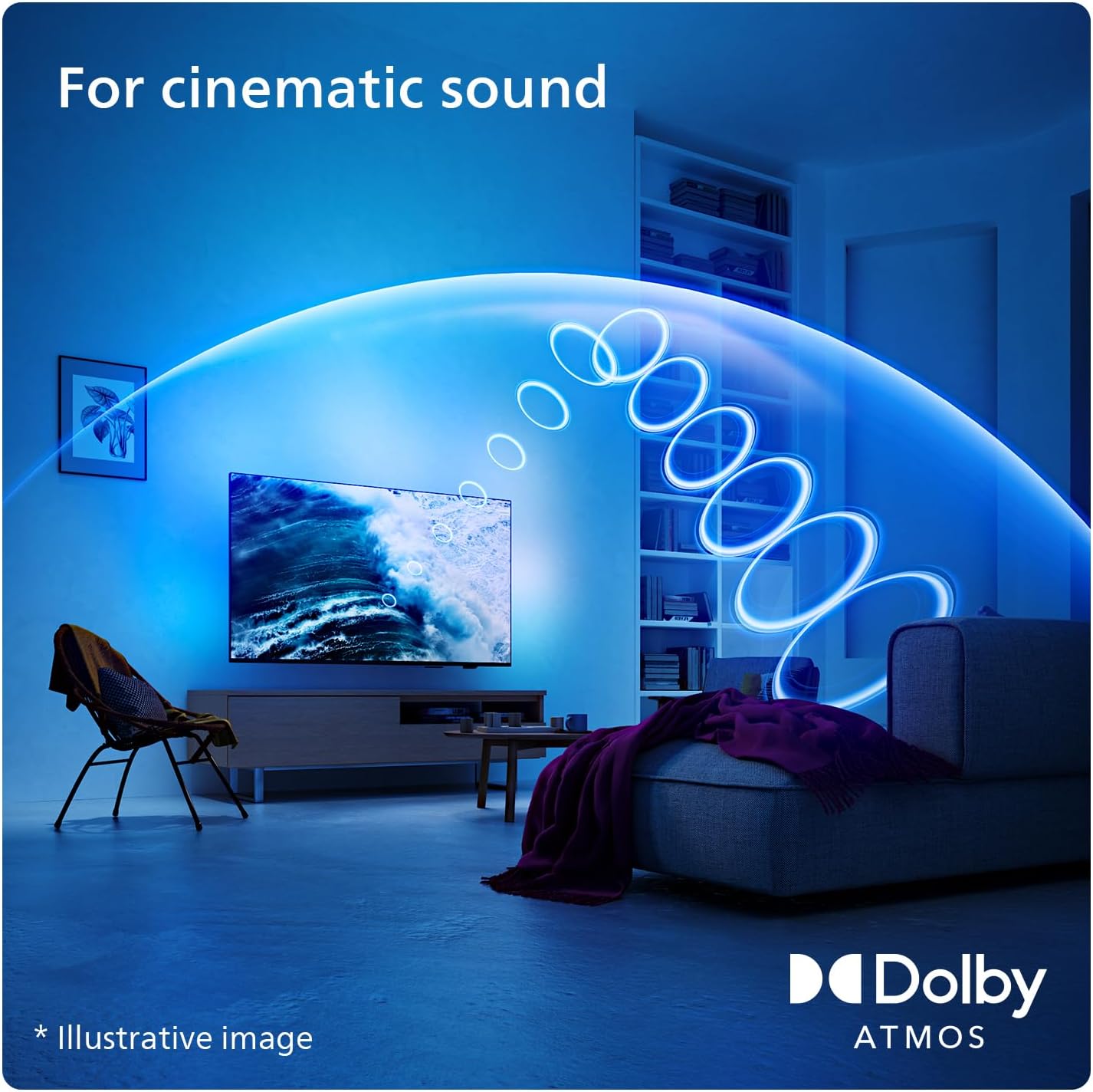 PHILIPS Ambilight 65PUS8109 4K LED Smart TV - 65 Inch Display with Pixel Precise Ultra HD, Titan OS Platform and Dolby Atmos Sound, Works with Alexa and Google Voice Assistant - Satin Chrome [Energy Class F]