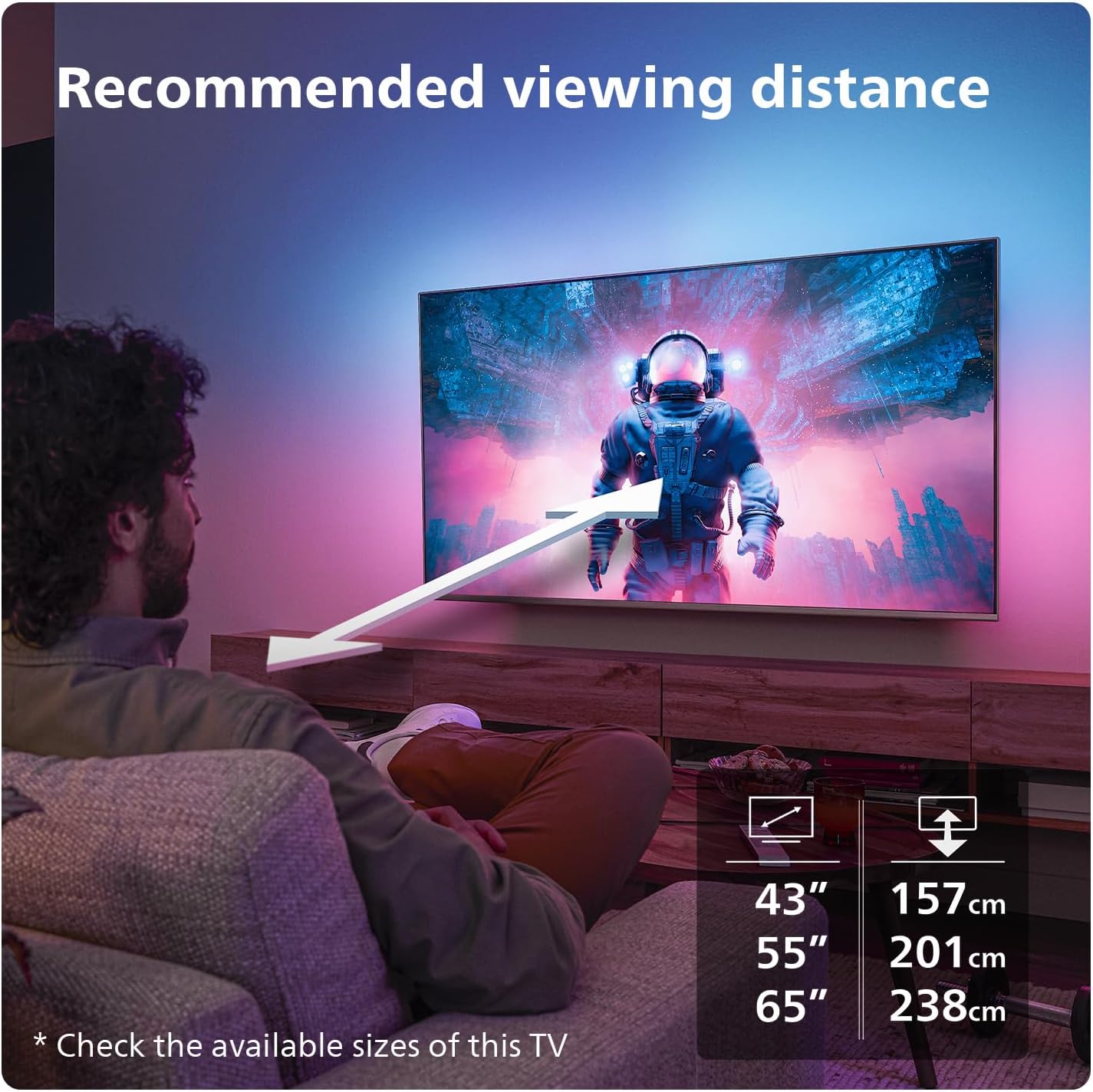PHILIPS Ambilight 65PUS8109 4K LED Smart TV - 65 Inch Display with Pixel Precise Ultra HD, Titan OS Platform and Dolby Atmos Sound, Works with Alexa and Google Voice Assistant - Satin Chrome [Energy Class F]