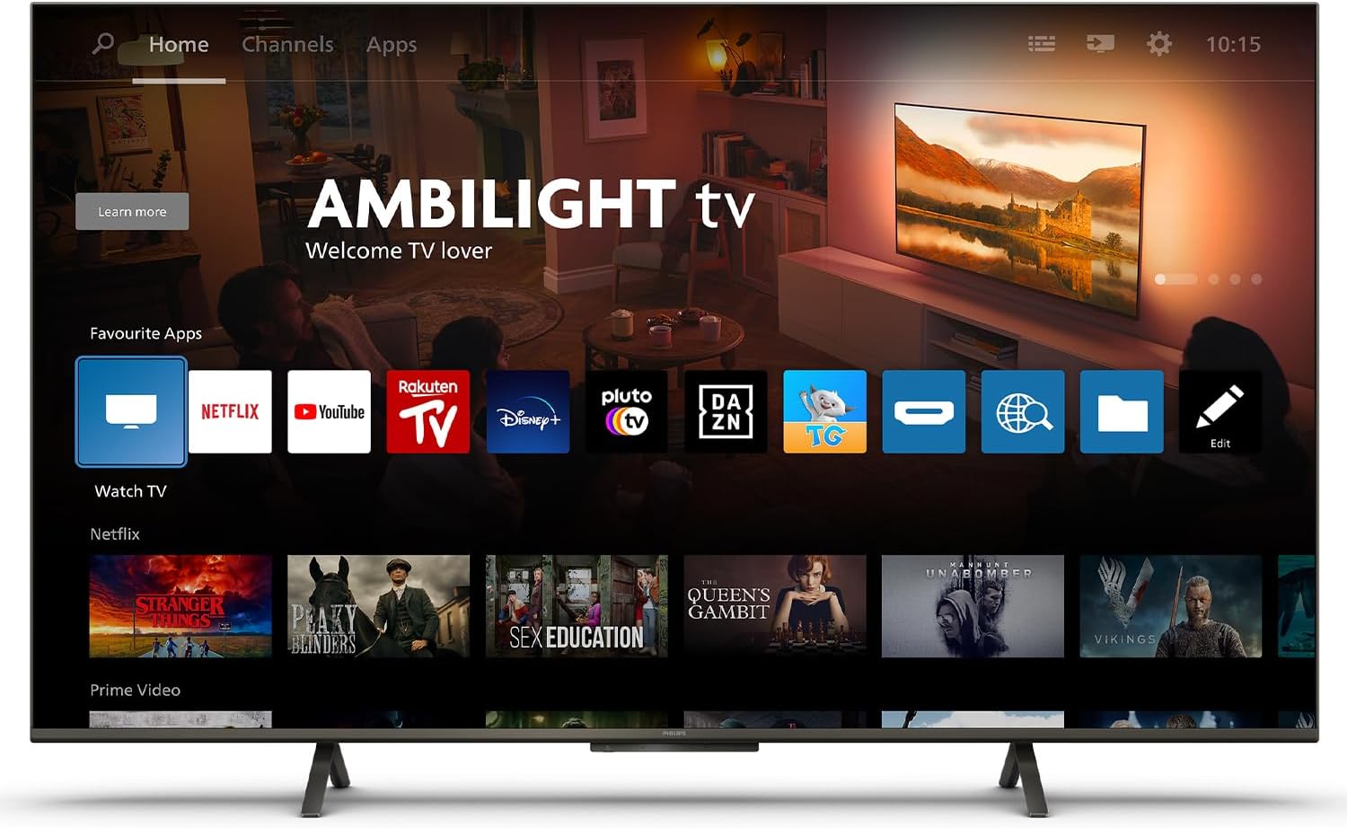 PHILIPS Ambilight 65PUS8109 4K LED Smart TV - 65 Inch Display with Pixel Precise Ultra HD, Titan OS Platform and Dolby Atmos Sound, Works with Alexa and Google Voice Assistant - Satin Chrome [Energy Class F]