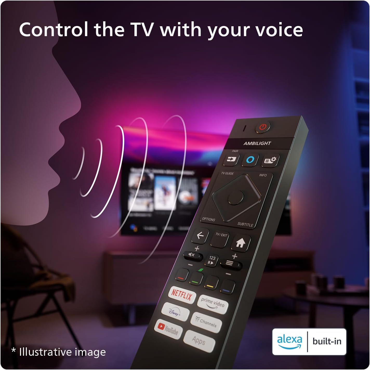 PHILIPS Ambilight 65PUS8109 4K LED Smart TV - 65 Inch Display with Pixel Precise Ultra HD, Titan OS Platform and Dolby Atmos Sound, Works with Alexa and Google Voice Assistant - Satin Chrome [Energy Class F]