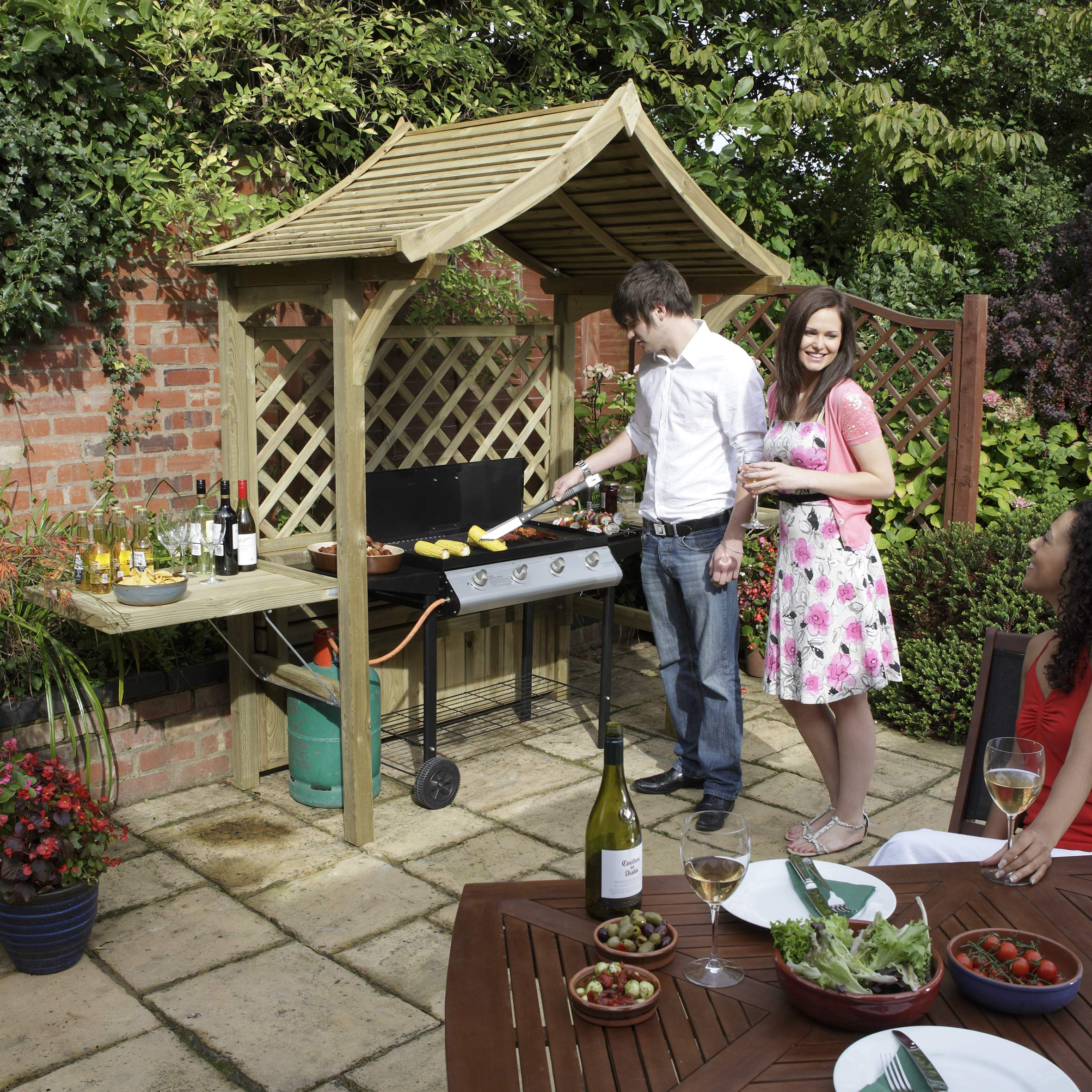 【Home&Garden】Party Arbour & Barbeque Shelter Pressure Treated Fire Retardant Timber