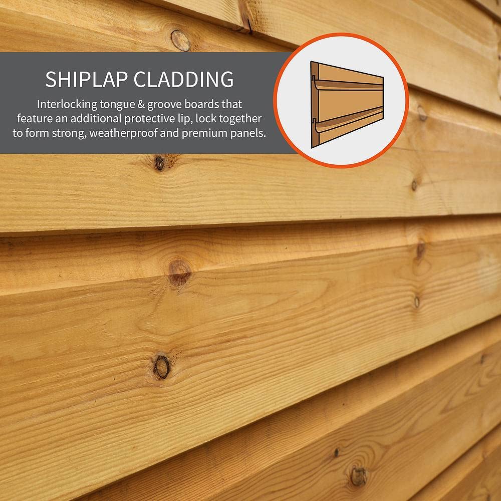 【Home&Garden】12x8 Wooden Garden Summerhouse with Side Shed, Garden Room, Sunroom, Outdoor Storage