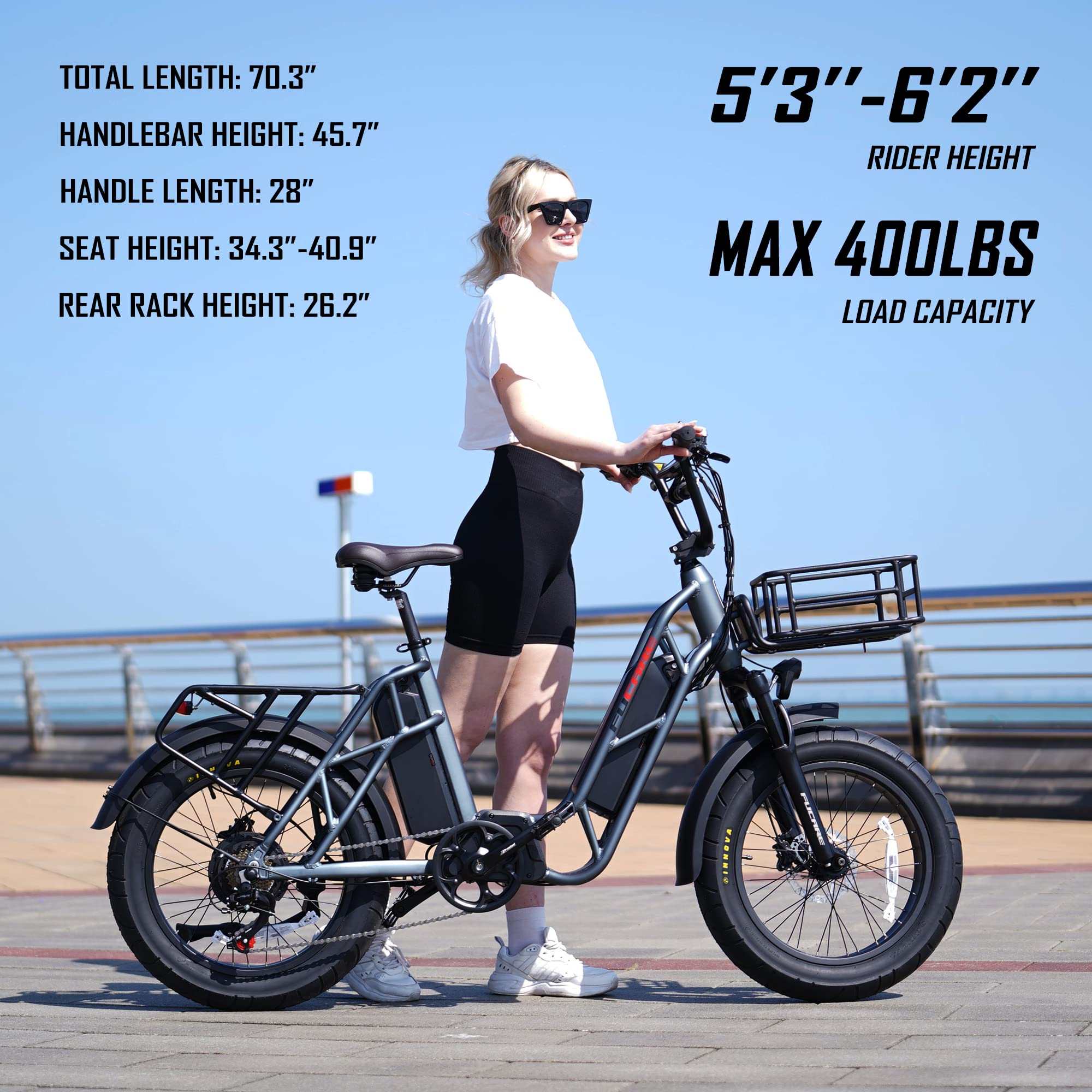 【Sports&Outdoors】750W Electric Bike for Adults, 20'' Ebike 48V 20.8AH Dual Removable Lithium Battery