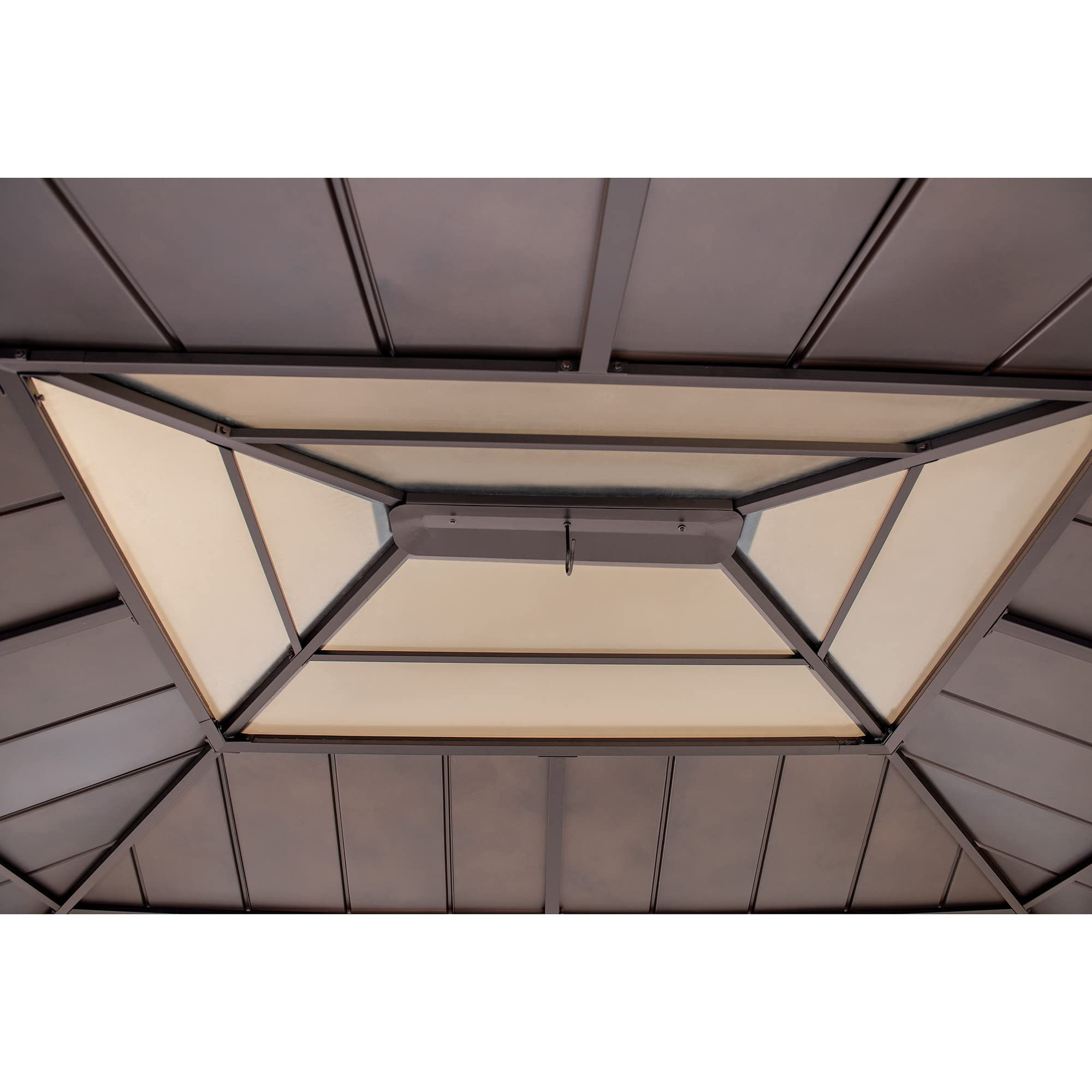 【Gazebo】Outdoor Patio 11x13 Cedar Framed Wood Gazebo with Brown Steel & Polycarbonate Hip Roof Hardtop