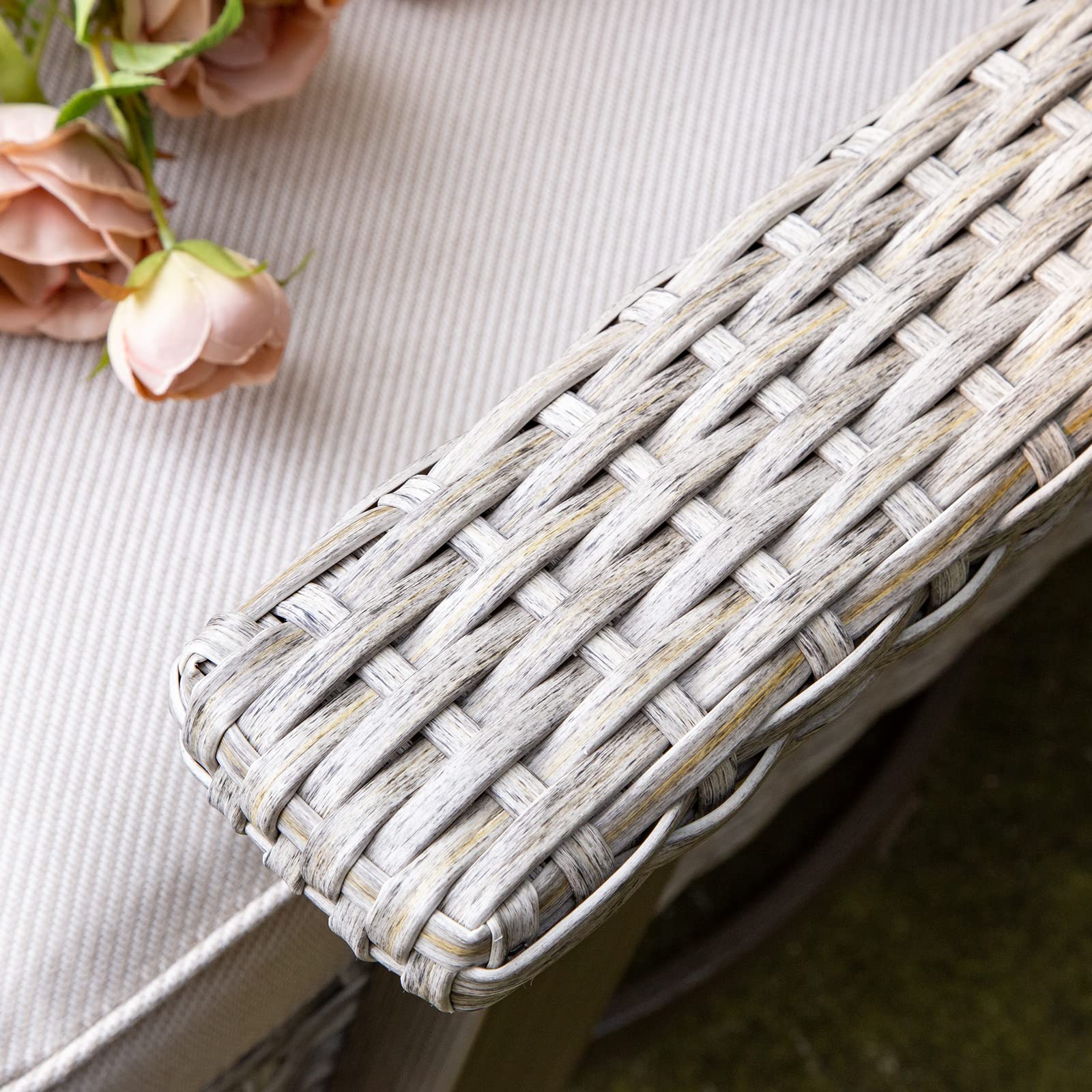 【Furniture】Outdoor Swivel Rocker Patio Chairs Sets of 2 and Matching Side Table - 3 Piece Wicker Patio Bistro Set