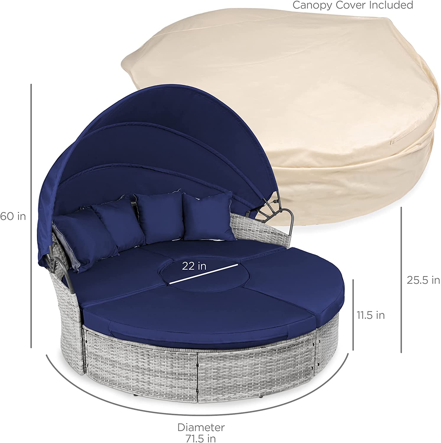 Best Choice Products 5-Piece Modular Patio Wicker Daybed Sectional Conversation Lounger Set w/ 2-in-1 Setup