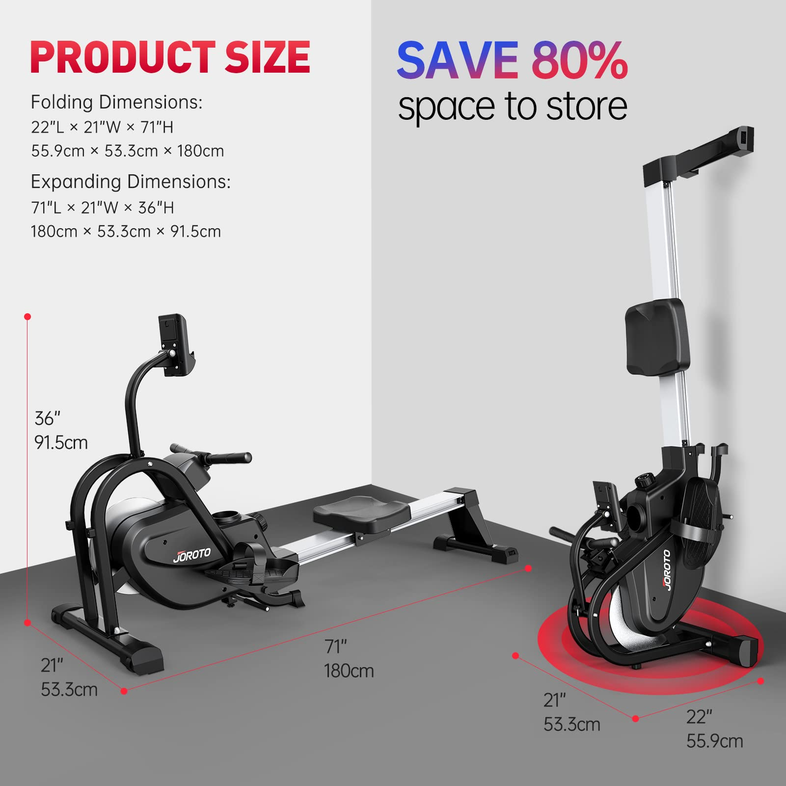 【Sports&Outdoors】Magnetic Rower Rowing Machine with LCD Display 300LB Weight Capacity Row Machine Exercise Rower