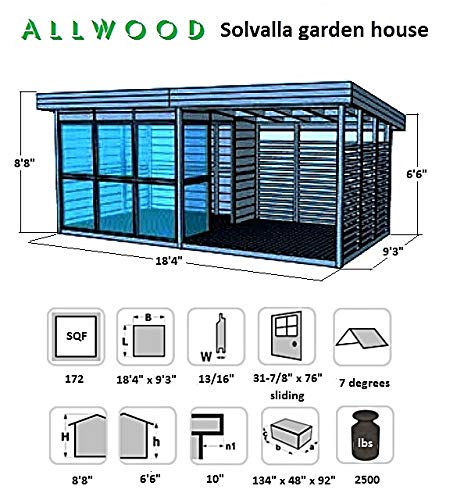 【Home&Garden】Solvalla | 172 SQF Studio Cabin Kit, Garden House