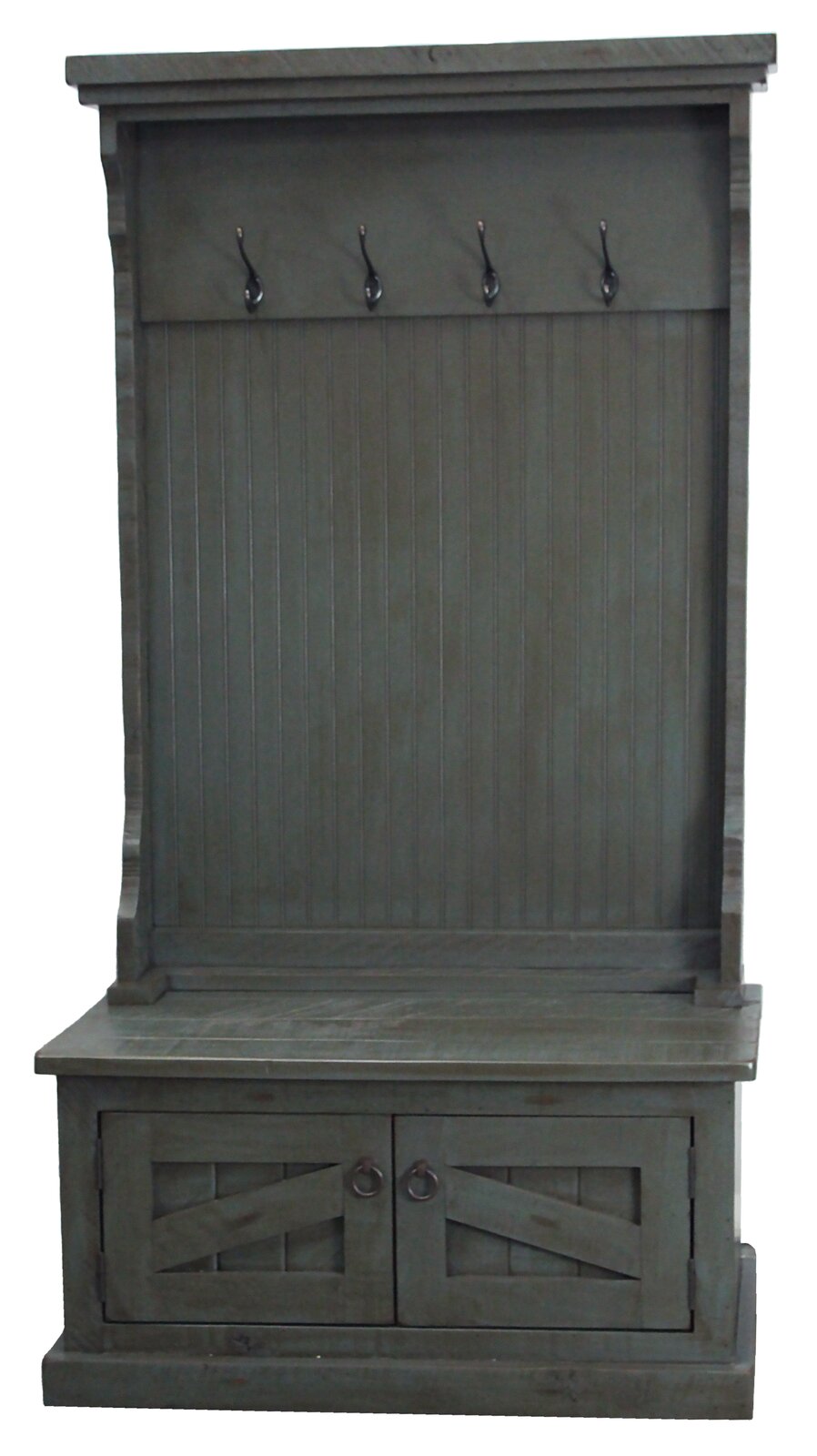 【Furniture】Kinley 37.5'' Wide Solid Wood Hall Tree with Bench and Shoe Storage