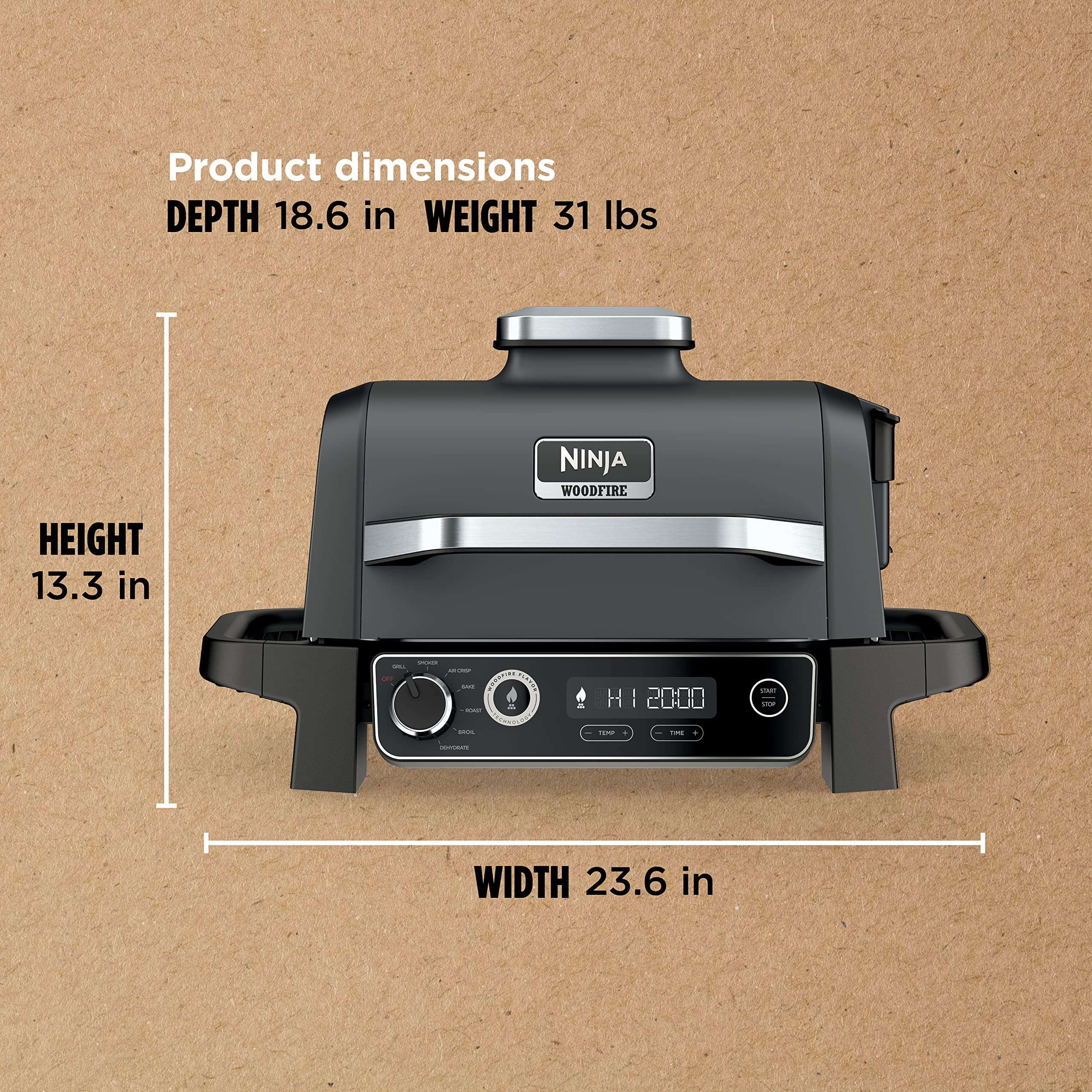 【Appliances】Ninja OG701 Woodfire Outdoor Grill, 7-in-1 Master Grill, BBQ Smoker & Outdoor Air Fryer plus Bake