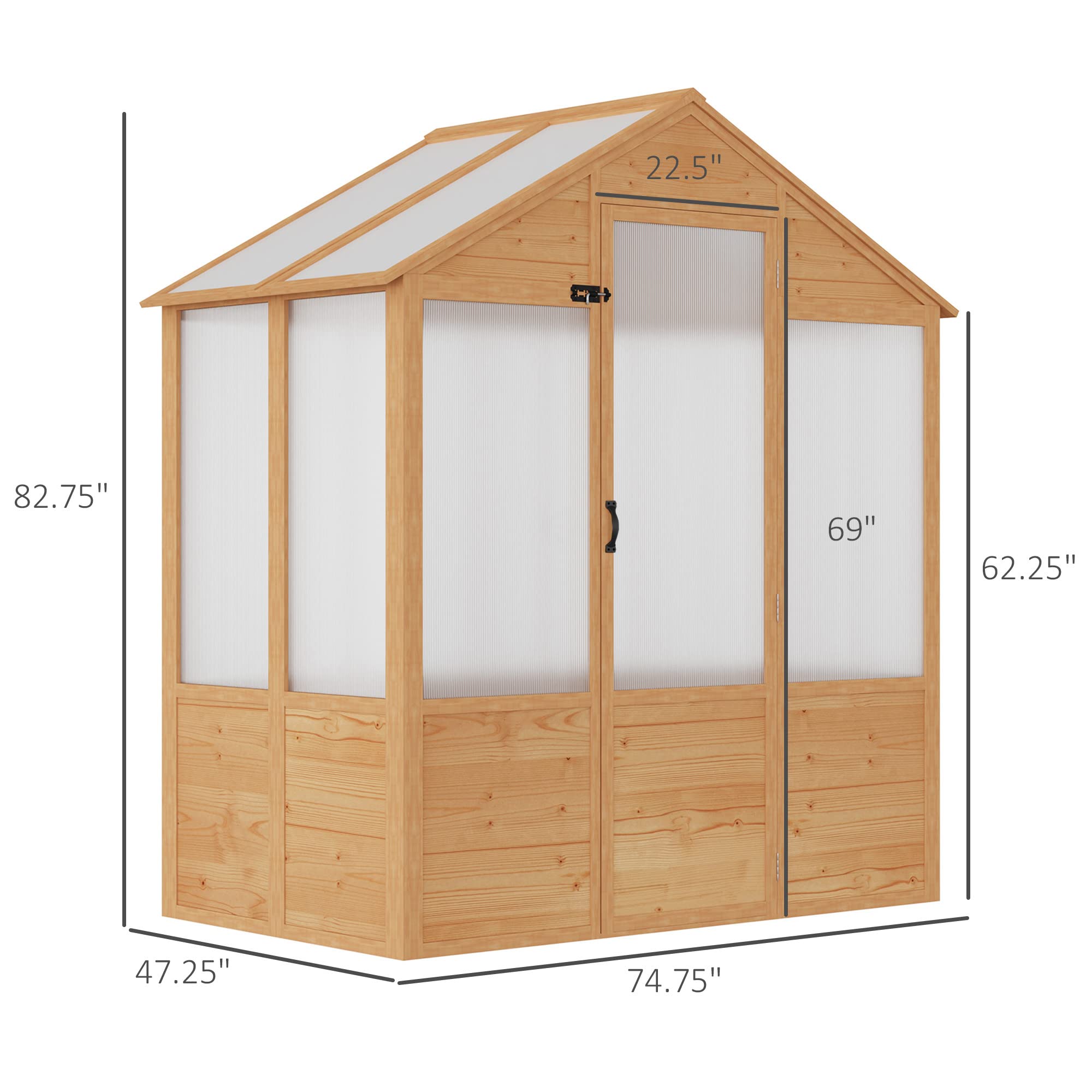 【Home&Garden】6' x 4' x 7' Polycarbonate Greenhouse, Walk-in Hot House Kit, Hobby Greenhouse with Lockable Door