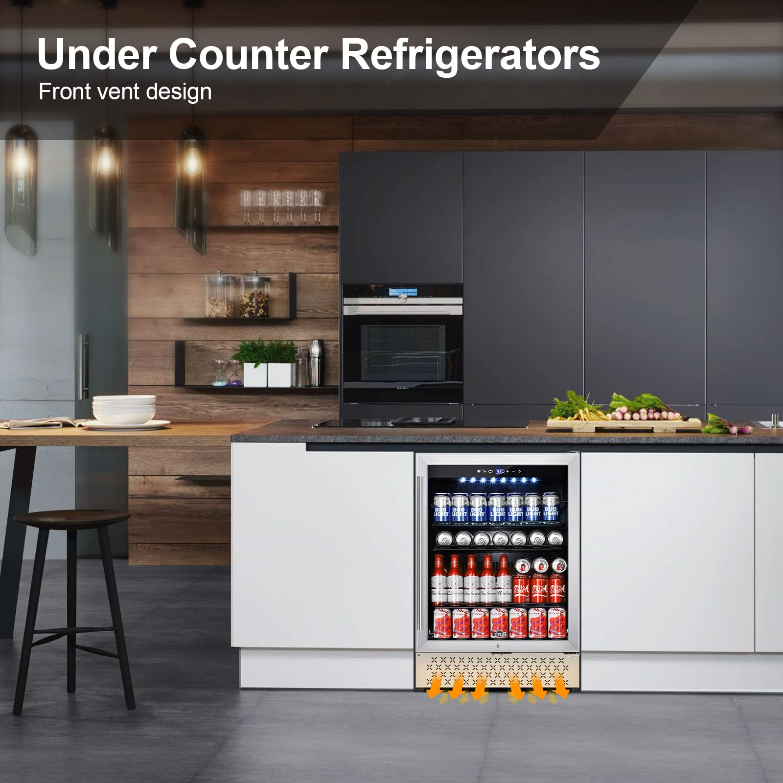 【Appliances】Tylza Beverage Refrigerator 24 Inch, 190 Can Built-in/Freestanding Beverage Cooler Fridge