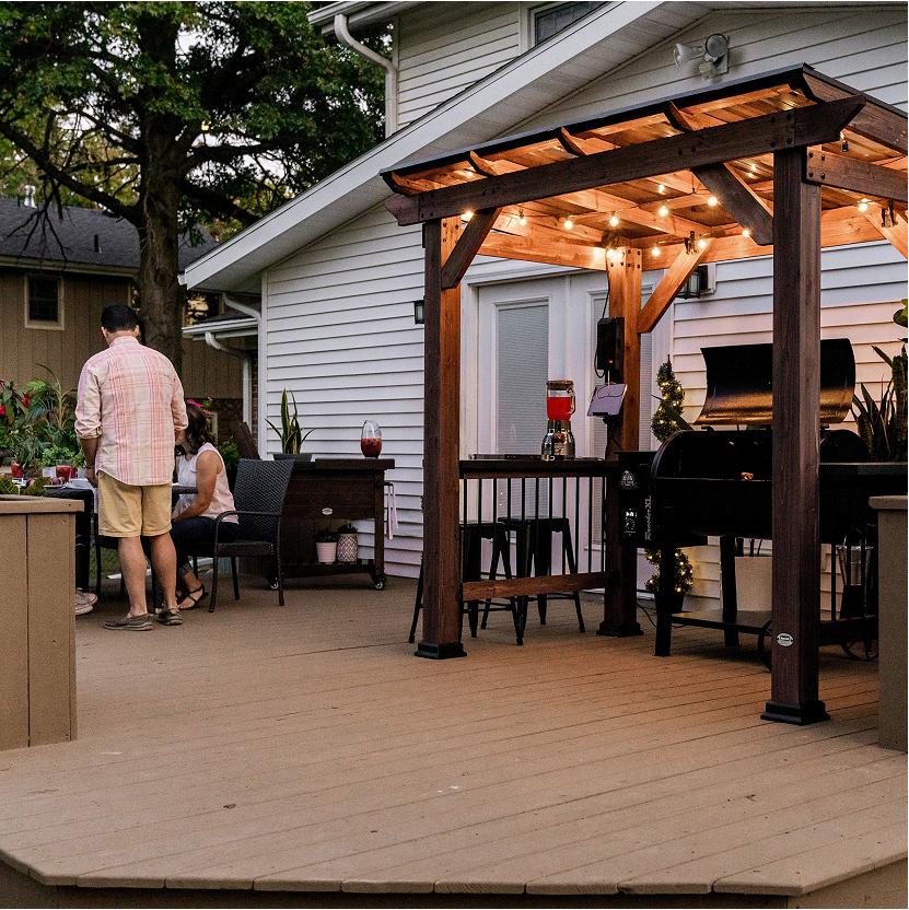 【Home&Garden】Saxony Wooden Grill Gazebo