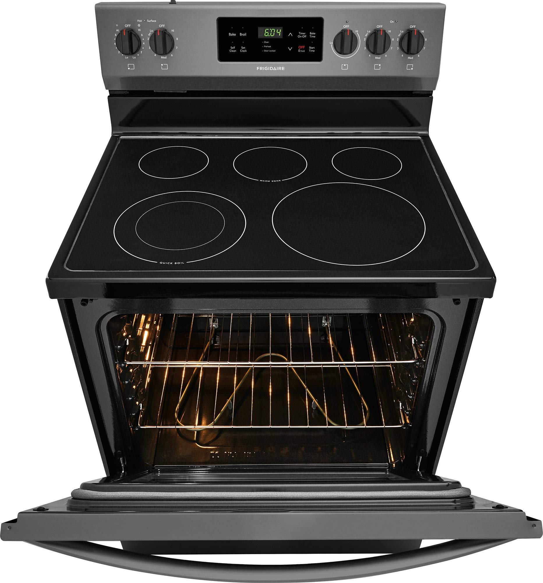 【Appliances】30 Freestanding Electric Range with 5.3 cu. ft. Capacity 2 Oven Racks Storage Drawer 5 Heating Elements