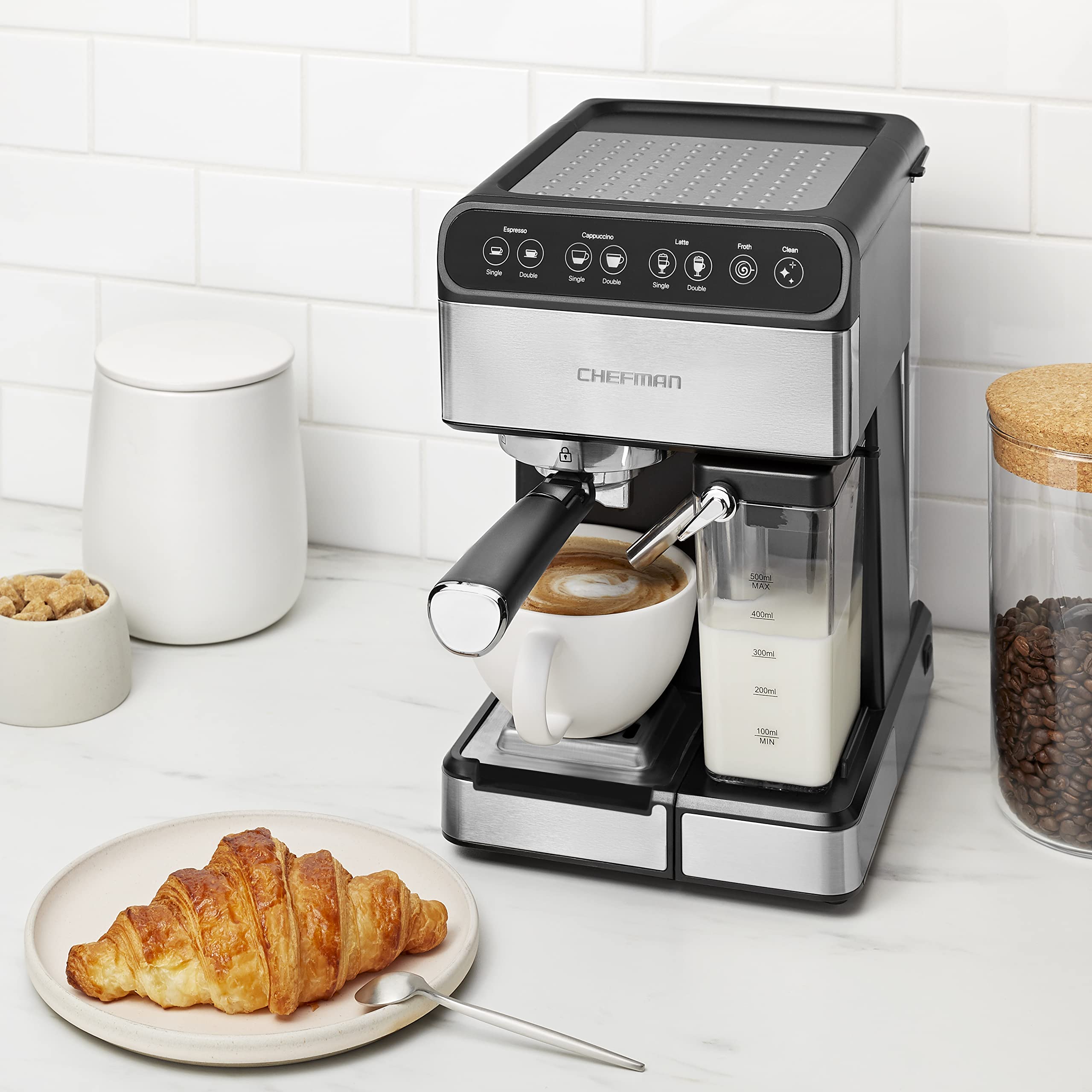 【Appliances】6-in-1 Espresso Machine, 15-Bar Pump, Built-In Milk Froth for Cappuccino & Latte Coffee